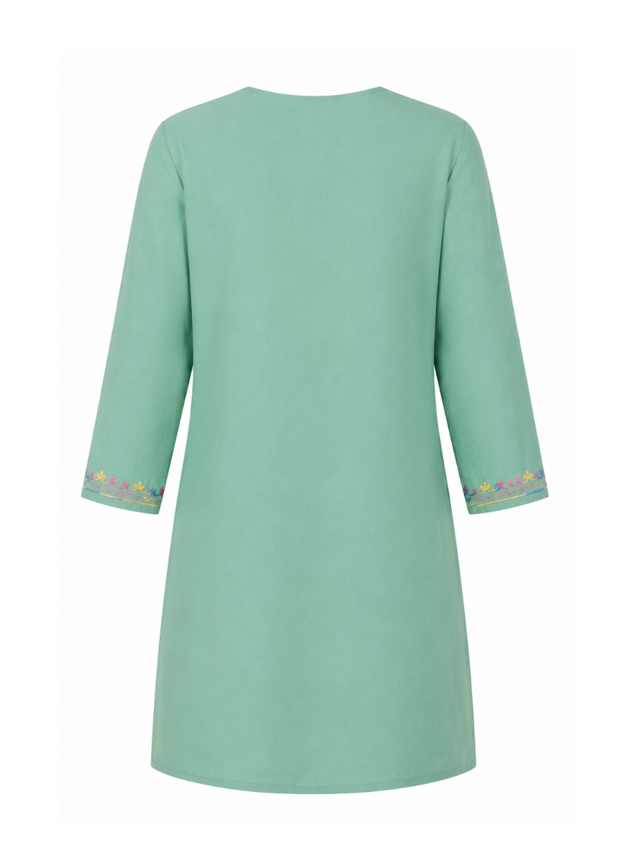 Noor : Aari embroidery summer kurti | Mint Teal